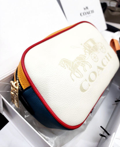 Coach Bold Color-Block Bag – Yellow & White with Yellow Stripe