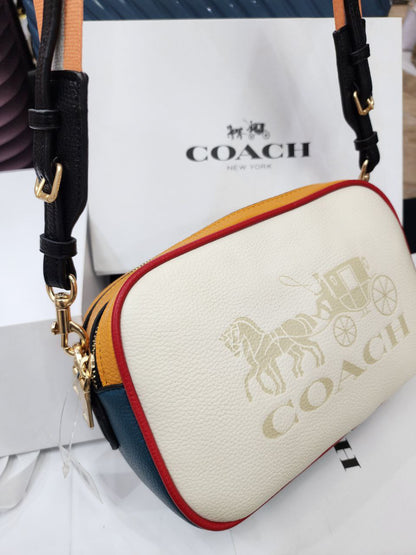 Coach Bold Color-Block Bag – Yellow & White with Yellow Stripe
