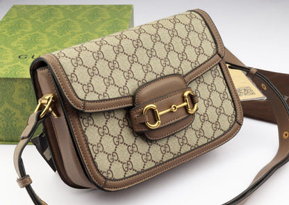 Gucci GG Supreme Shoulder Bag with Horsebit Closure