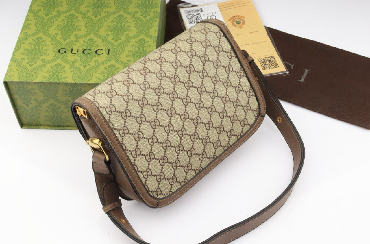 Gucci GG Supreme Shoulder Bag with Horsebit Closure
