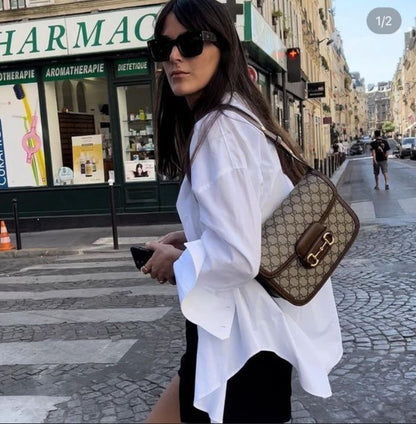Gucci GG Supreme Shoulder Bag with Horsebit Closure