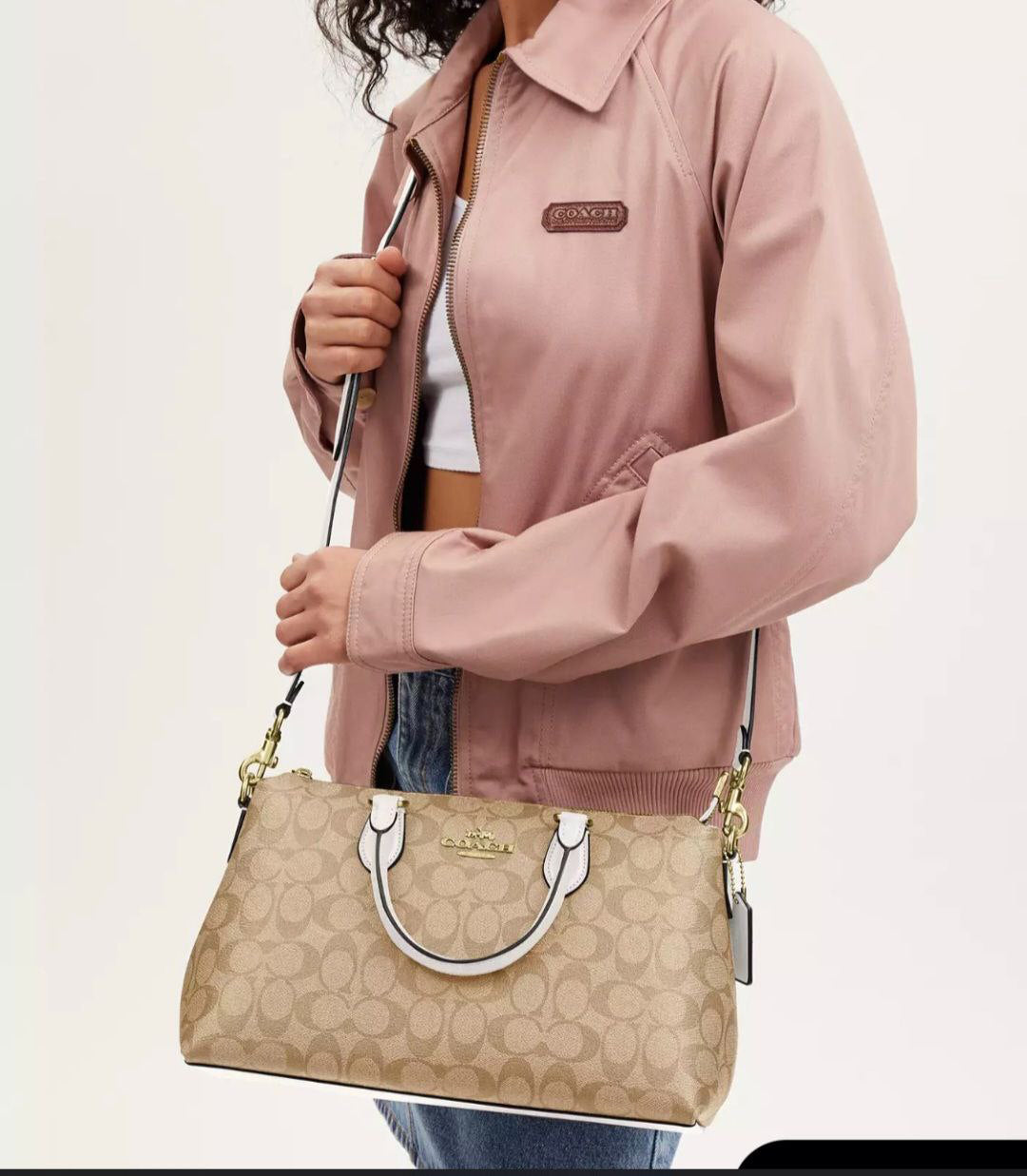 Coach Signature Stripe Crossbody Shoulder Bag - White Stripes