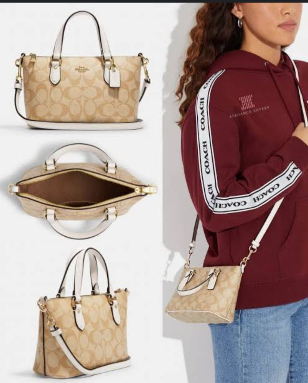 Coach Signature Stripe Crossbody Shoulder Bag - White Stripes